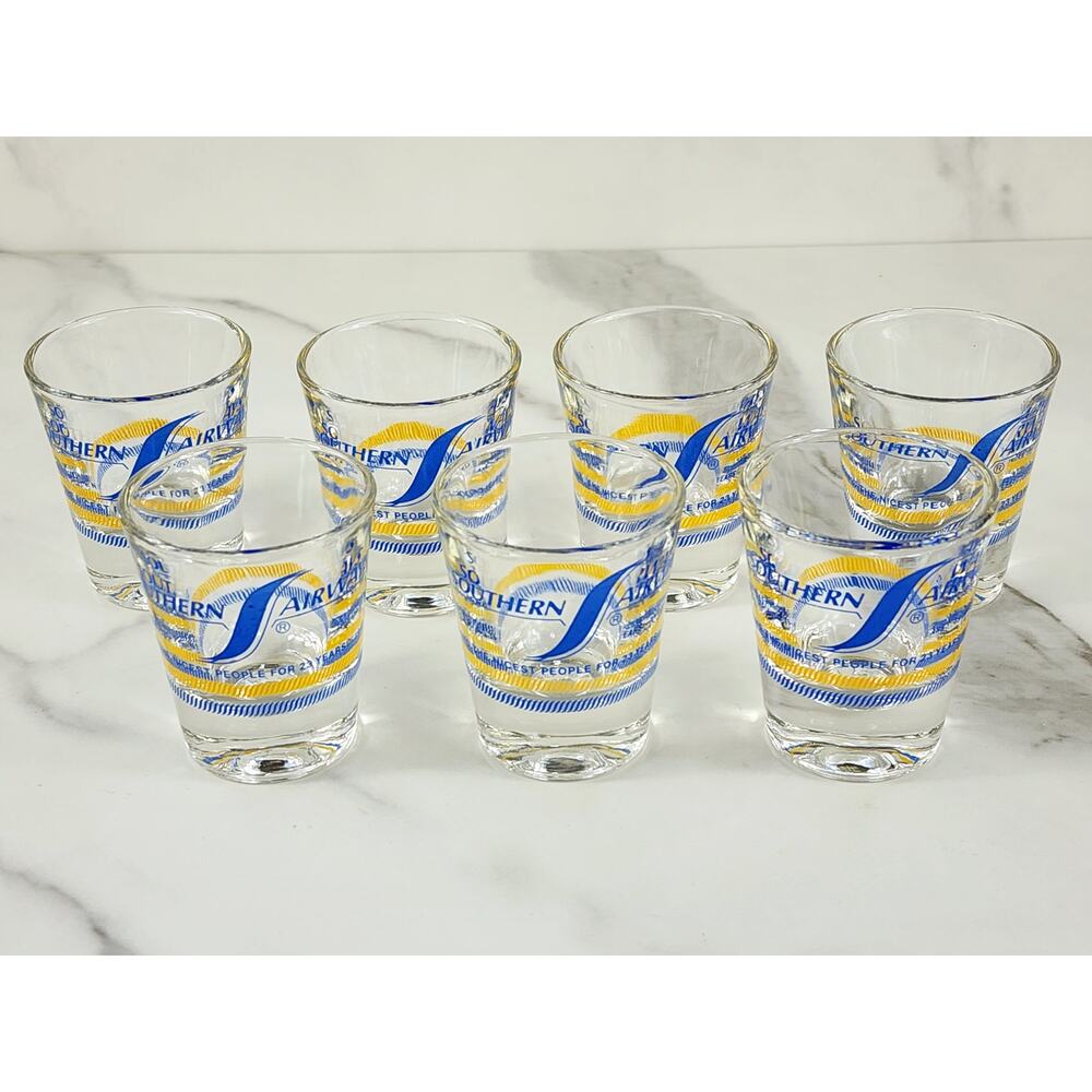 Southern Airways Airline Shot Glass 23rd Anniversary 1949 - 1972 x7 New Vintage